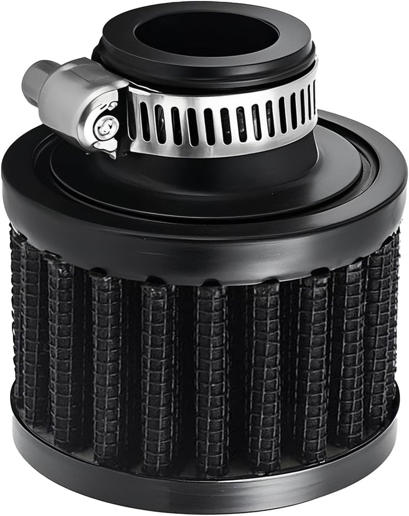 3DSKY 18mm Cold Air Intake Filter, Automotive Cold Air Breather Filter with Adjustable Clamp, Car Valve CoverTurbo Vent Cleaner Accessory, Fits for Car Motorcycle (Black) - Image 1
